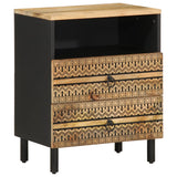 Bed Cabinet Black 50X33X62 Cm Solid Rough Wood Mango
