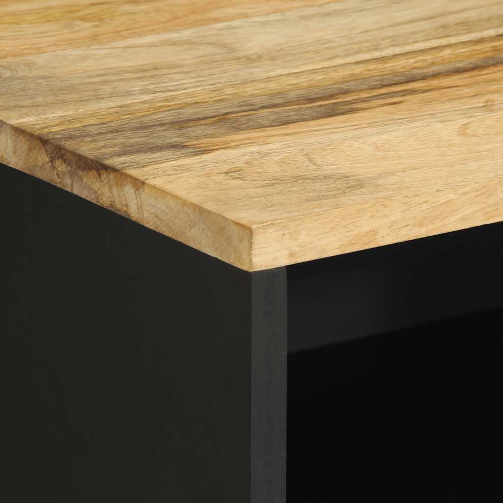 Bed Cabinet Black 50X33X62 Cm Solid Rough Wood Mango