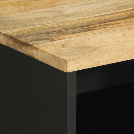 Bed Cabinet Black 50X33X62 Cm Solid Rough Wood Mango