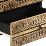 Bed Cabinet Black 50X33X62 Cm Solid Rough Wood Mango