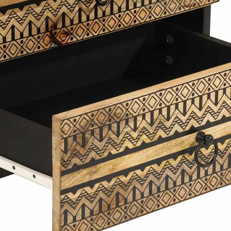 Bed Cabinet Black 50X33X62 Cm Solid Rough Wood Mango