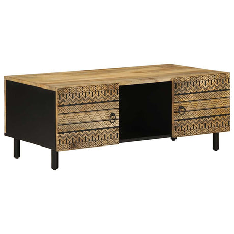 Coffee Table Black 100X54X40 Cm Solid Rough Wood Mango