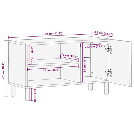 Tv Cabinet Black 80X33.5X46 Cm Solid Rough Wood Mango