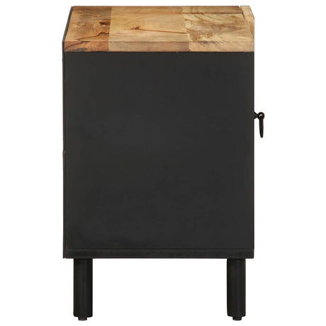 Tv Cabinet Black 80X33.5X46 Cm Solid Rough Wood Mango