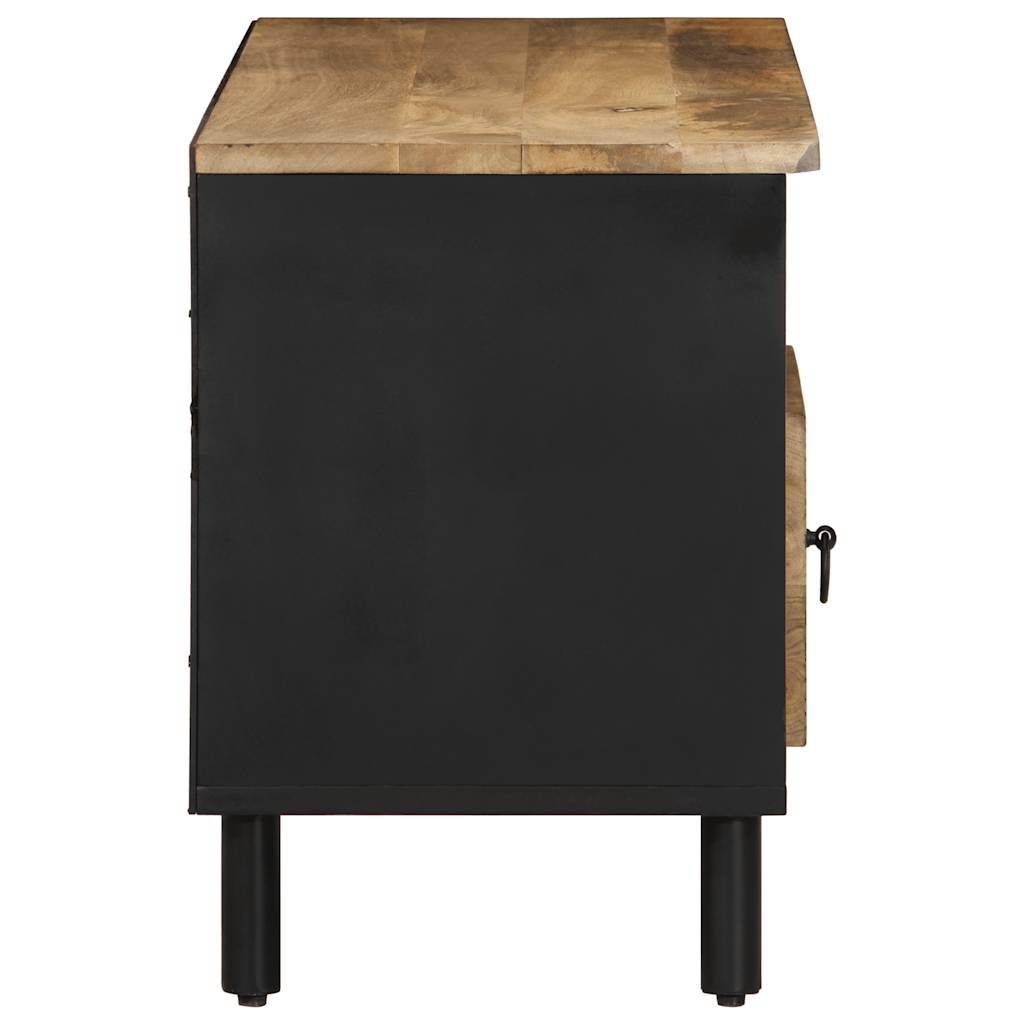 Tv Cabinet Black 100X33.5X46 Cm Solid Rough Wood Mango