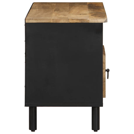 Tv Cabinet Black 100X33.5X46 Cm Solid Rough Wood Mango
