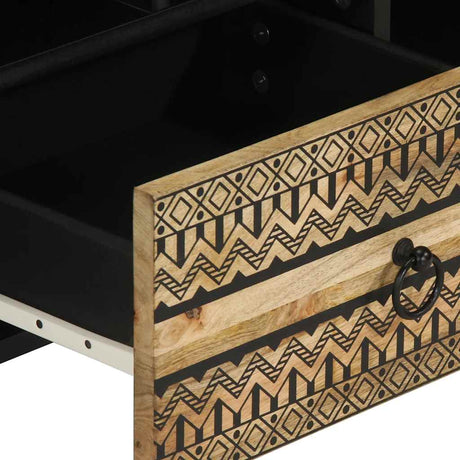 Tv Cabinet Black 100X33.5X46 Cm Solid Rough Wood Mango