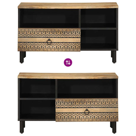 Tv Cabinet Black 80X33.5X46 Cm Solid Rough Wood Mango