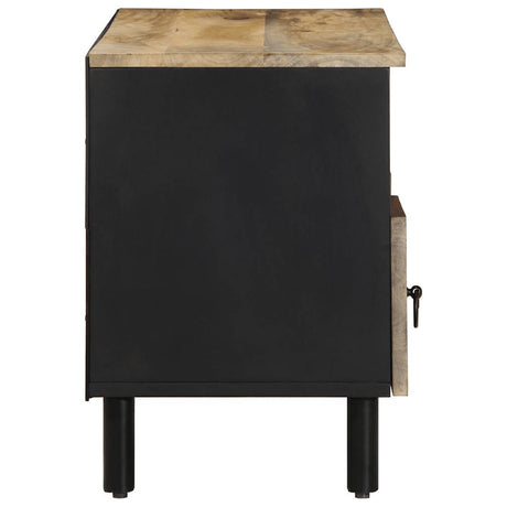 Tv Cabinet Black 100X33.5X46 Cm Solid Rough Wood Mango