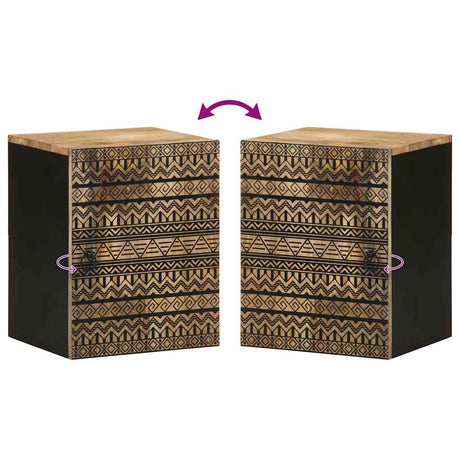 Bathroom Hanging Cabinet Black 38X33.5X48 Cm Solid Wood Mango