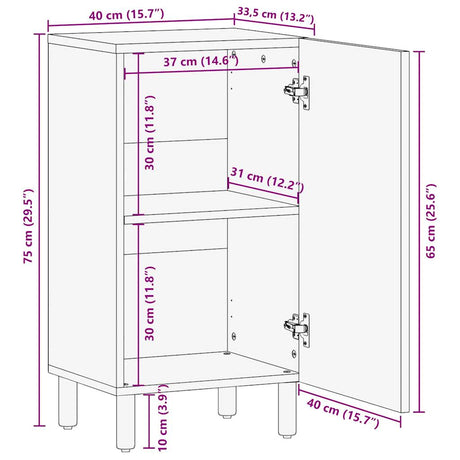 Sideboard 40X33.5X75 Cm Solid Rough Wood Mango