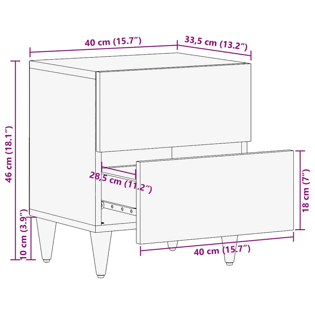 Bedside Cabinets 2 Pcs 40X33.5X46 Cm Solid Wood Mango