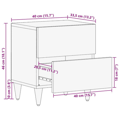 Bedside Cabinets 2 Pcs 40X33.5X46 Cm Solid Wood Mango