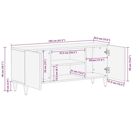 Tv Cabinet 105X33.5X46 Cm Solid Wood Mango