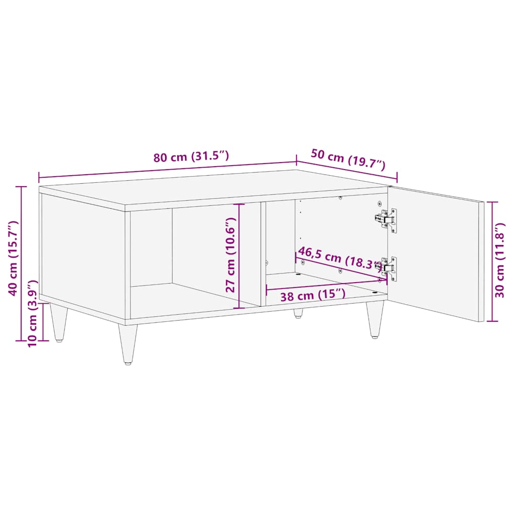 Coffee Table 80X50X40 Cm Solid Wood Mango