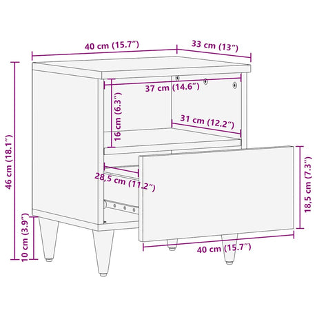 Bedside Cabinets 2 Pcs 40X33X46 Cm Solid Wood Mango