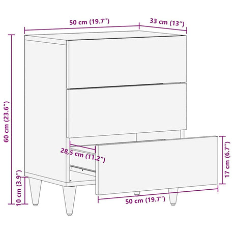 Bedside Cabinet 50X33X60 Cm Solid Wood Mango