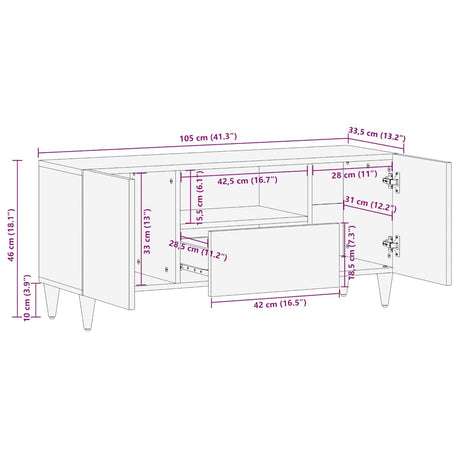 Tv Cabinet 105X33.5X46 Cm Solid Wood Mango