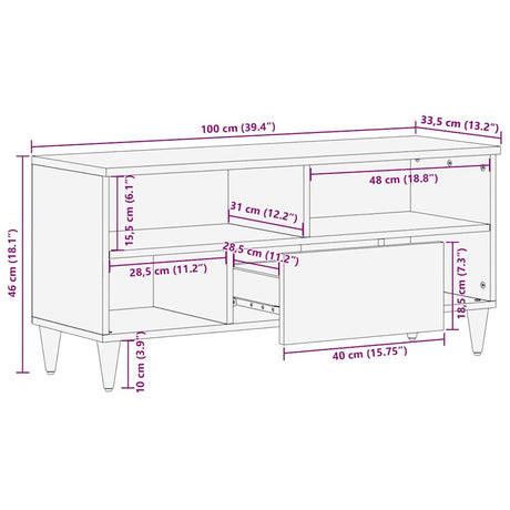 Tv Cabinet 100X33.5X46 Cm Solid Wood Mango