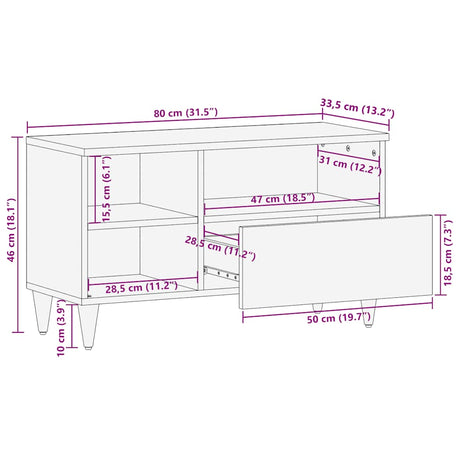 Tv Cabinet 80X33.5X46 Cm Solid Wood Mango