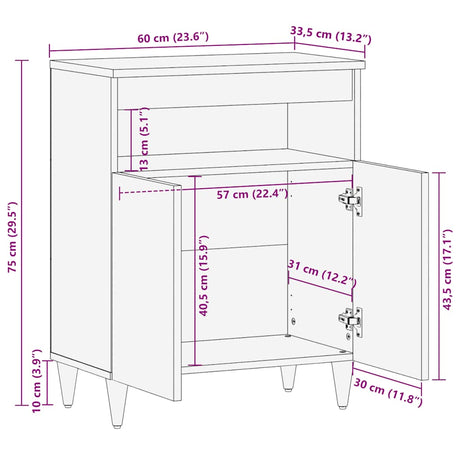 Sideboard 60X33.5X75 Cm Solid Wood Mango