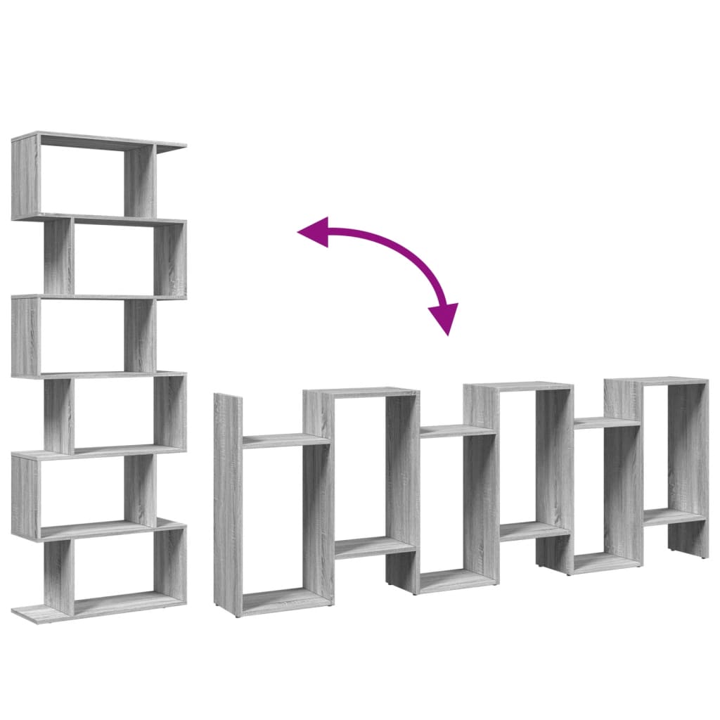 Room Divider Bookcase 6-Tier 70X24X Engineered Wood