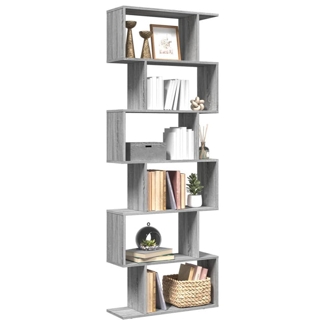 Room Divider Bookcase 6-Tier 70X24X Engineered Wood
