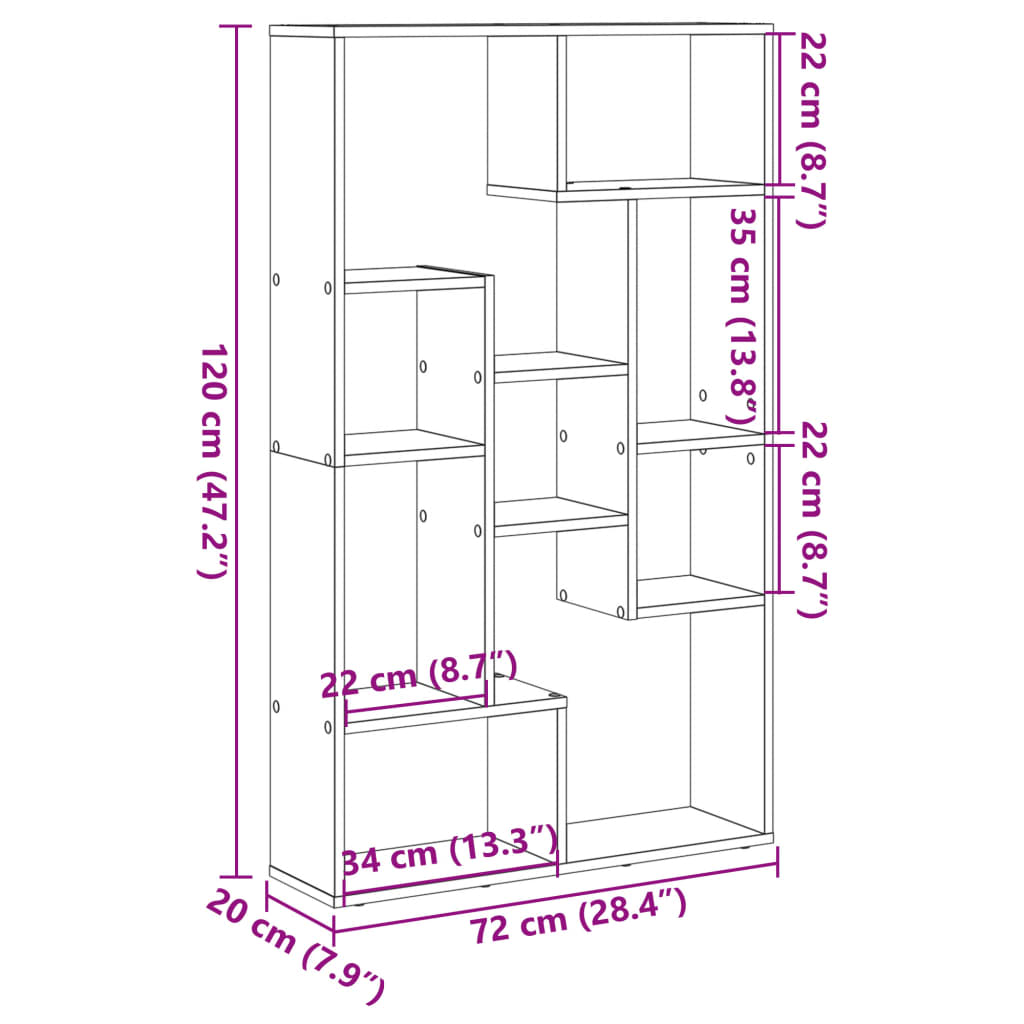 Bookcase 72X20X120 Cm Engineered Wood