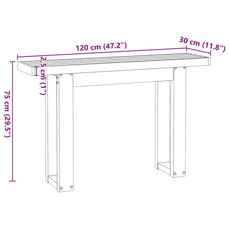 Console Table Noain U-Shaped Legs 120X30X75 Cm Solid Wood Pine
