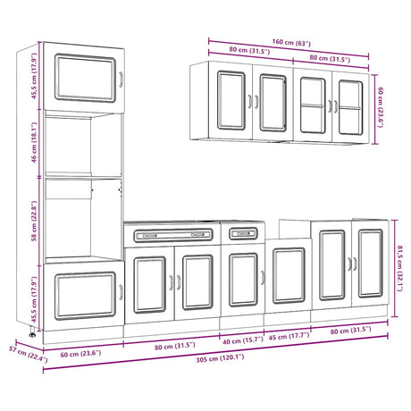 7 Piece Kitchen Cabinet Set Kalmar Engineered Wood