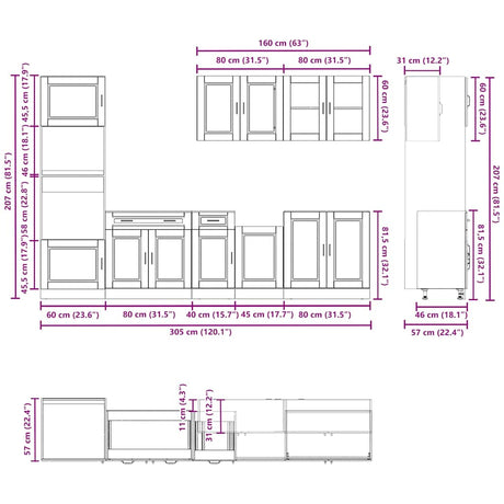 7 Piece Kitchen Cabinet Set Porto Engineered Wood