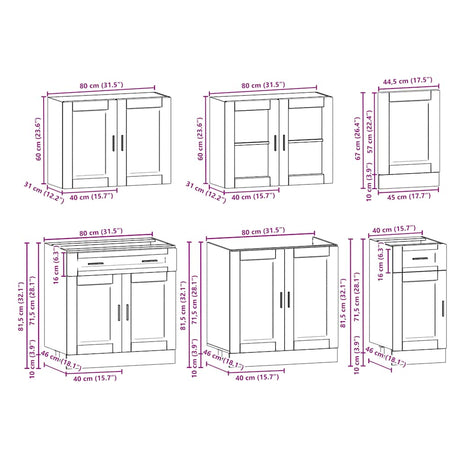 7 Piece Kitchen Cabinet Set Porto Engineered Wood