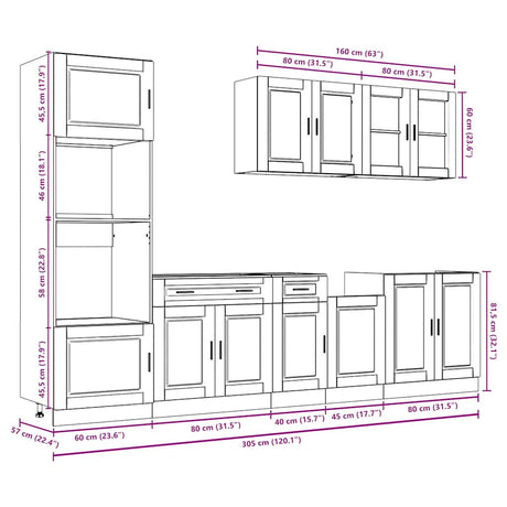 7 Piece Kitchen Cabinet Set Porto Engineered Wood
