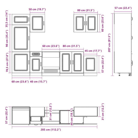 7 Piece Kitchen Cabinet Set Kalmar Engineered Wood