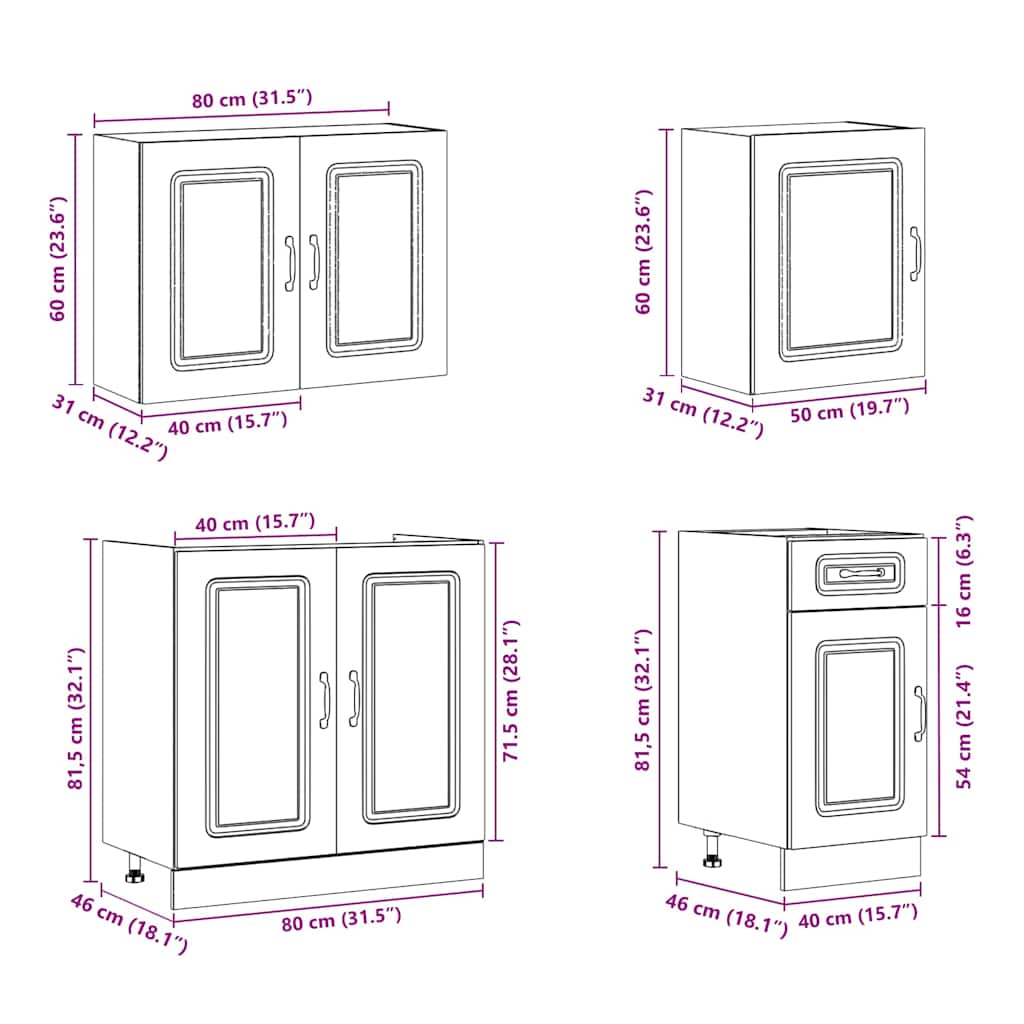 7 Piece Kitchen Cabinet Set Kalmar Engineered Wood