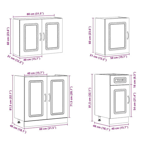7 Piece Kitchen Cabinet Set Kalmar Engineered Wood