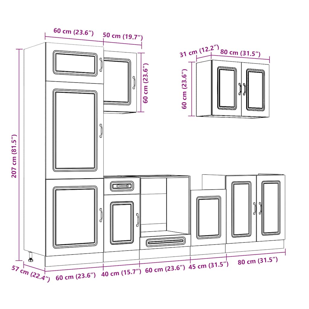 7 Piece Kitchen Cabinet Set Kalmar Engineered Wood