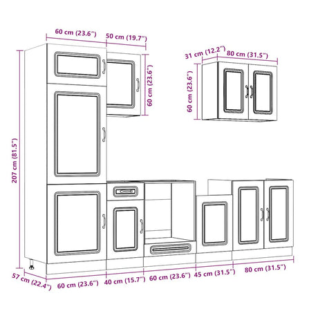 7 Piece Kitchen Cabinet Set Kalmar Engineered Wood