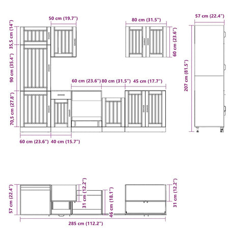7 Piece Kitchen Cabinet Set Lucca Engineered Wood