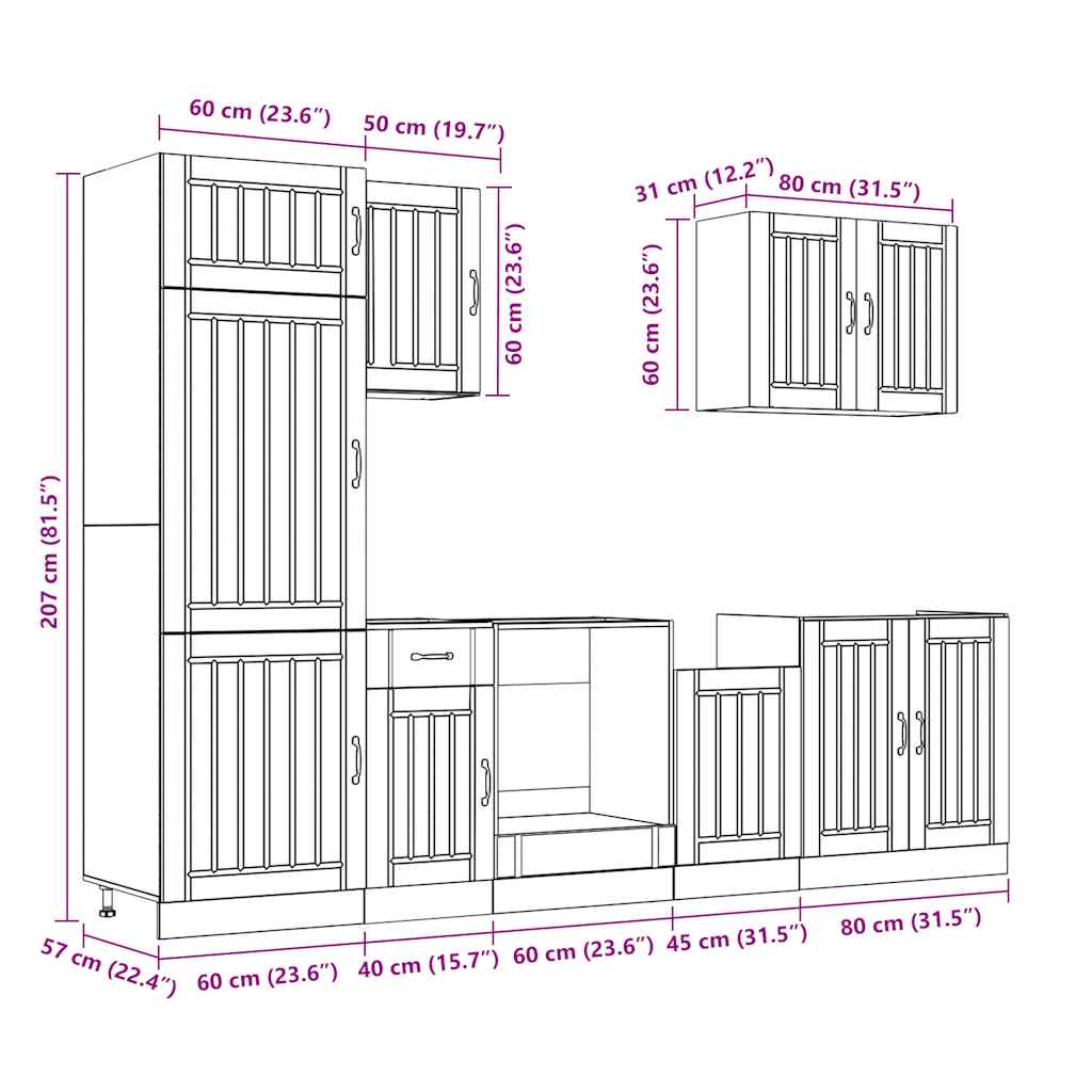 7 Piece Kitchen Cabinet Set Lucca Engineered Wood
