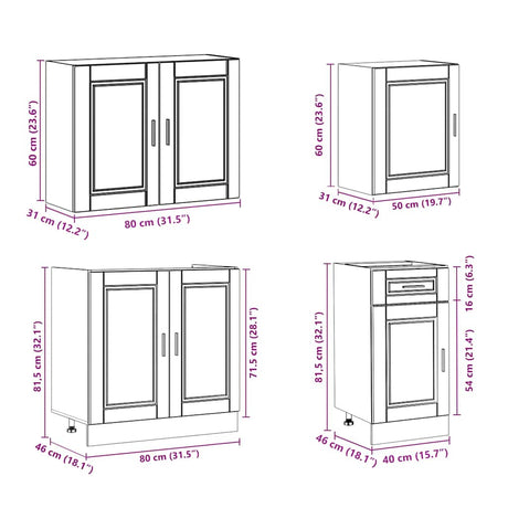 7 Piece Kitchen Cabinet Set Porto Engineered Wood