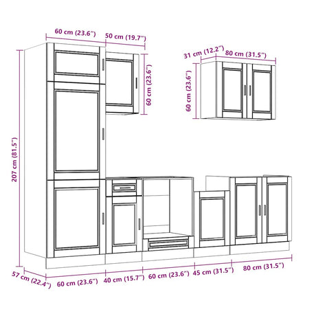 7 Piece Kitchen Cabinet Set Porto Engineered Wood