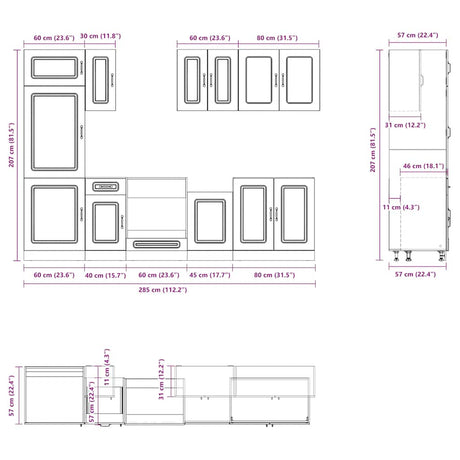 8 Piece Kitchen Cabinet Set Kalmar Engineered Wood