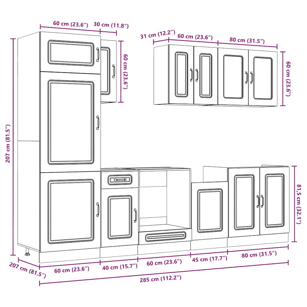 8 Piece Kitchen Cabinet Set Kalmar Engineered Wood
