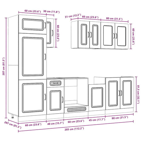 8 Piece Kitchen Cabinet Set Kalmar Engineered Wood
