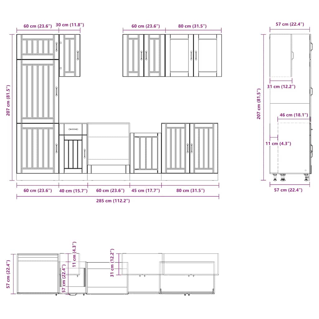 8 Piece Kitchen Cabinet Set Kalmar Engineered Wood