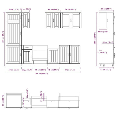 8 Piece Kitchen Cabinet Set Kalmar Engineered Wood