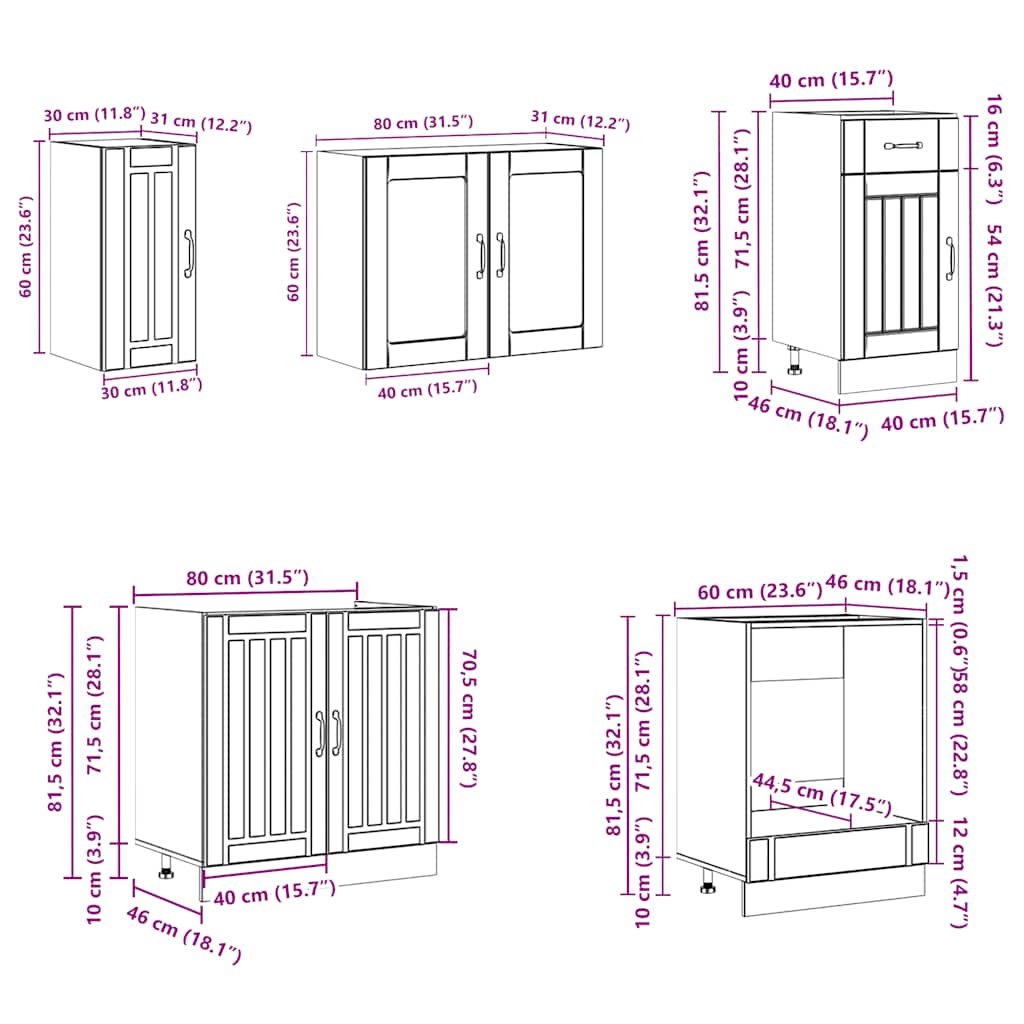 8 Piece Kitchen Cabinet Set Kalmar Engineered Wood