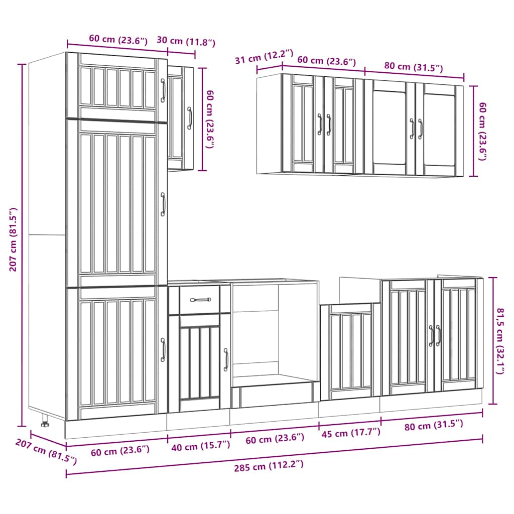 8 Piece Kitchen Cabinet Set Kalmar Engineered Wood
