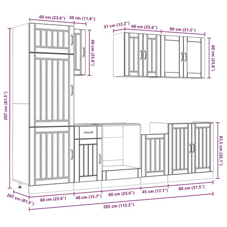 8 Piece Kitchen Cabinet Set Kalmar Engineered Wood